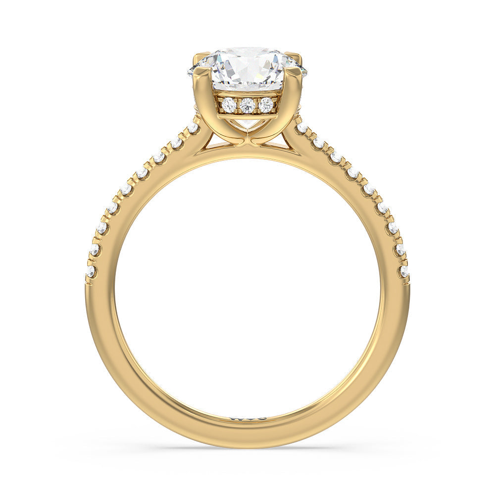 Round Cut Channel Set Hidden Halo Engagement Ring with Lab Grown Diamond in 14KT Yellow Gold view 2
