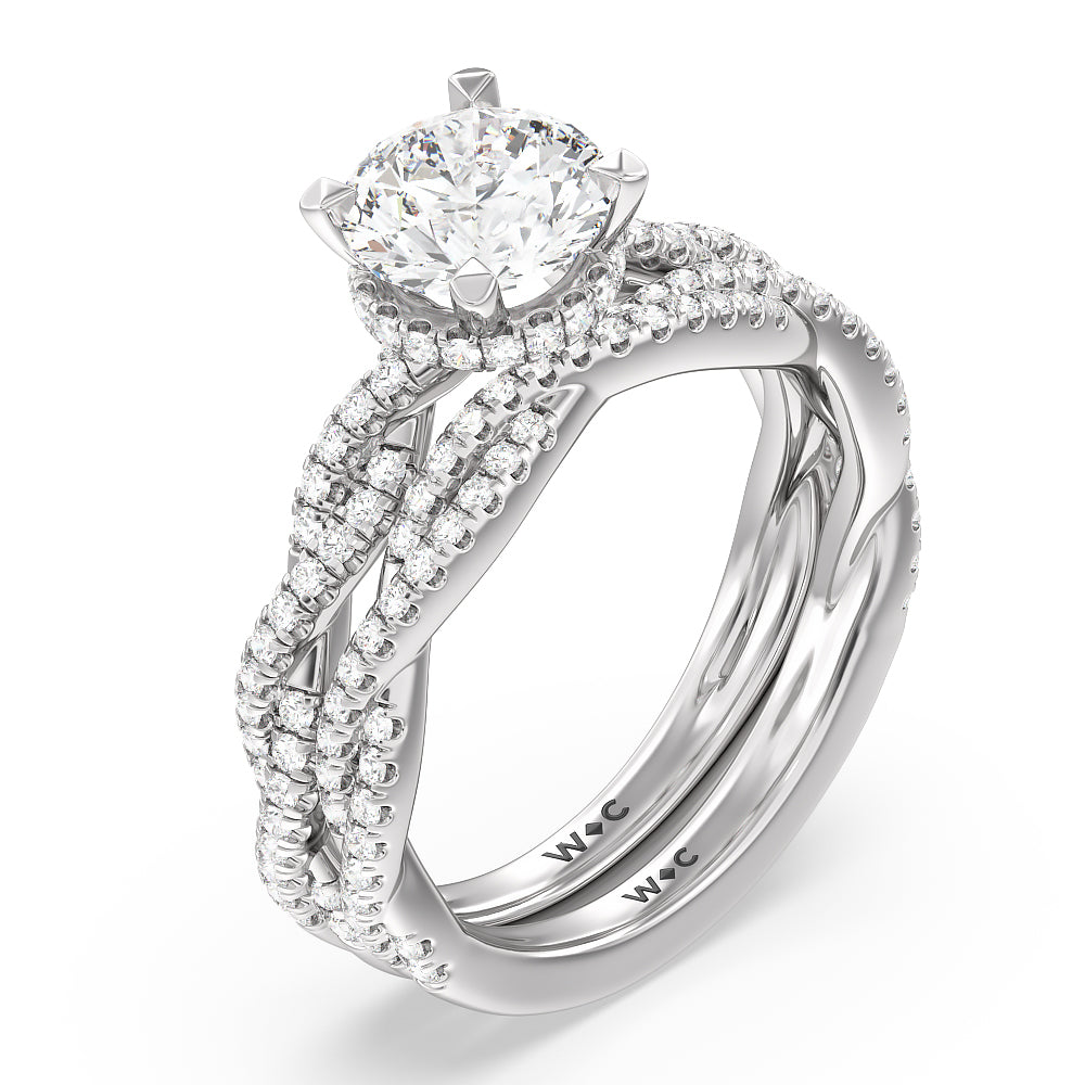 Twisted Shank Hidden Halo Engagement Ring with Radiant Cut Diamond in 14KT Platinum view 4

