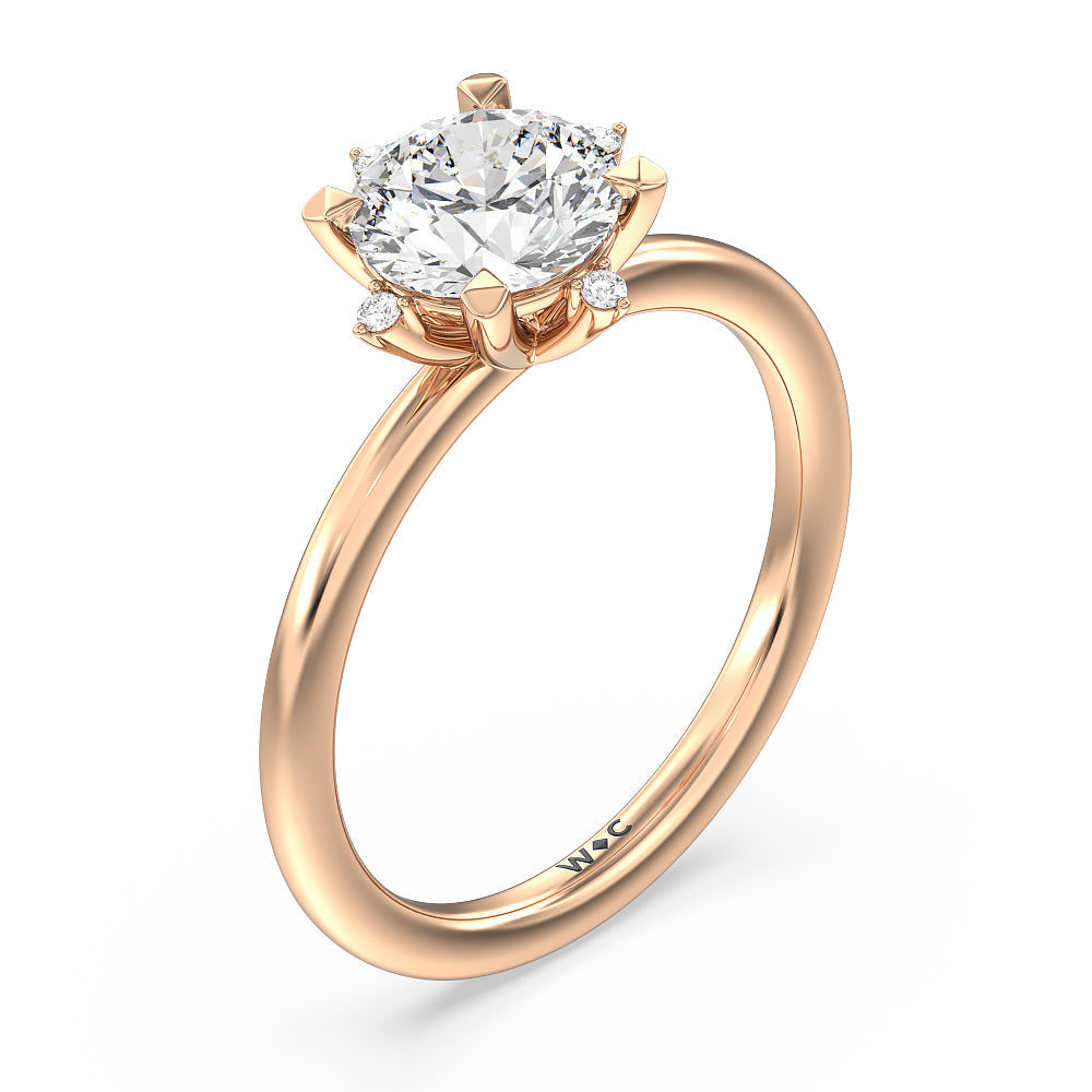 Round Cut Star Halo Solitaire Engagement Ring with Lab Grown Diamond in 14KT Rose Gold view 3
