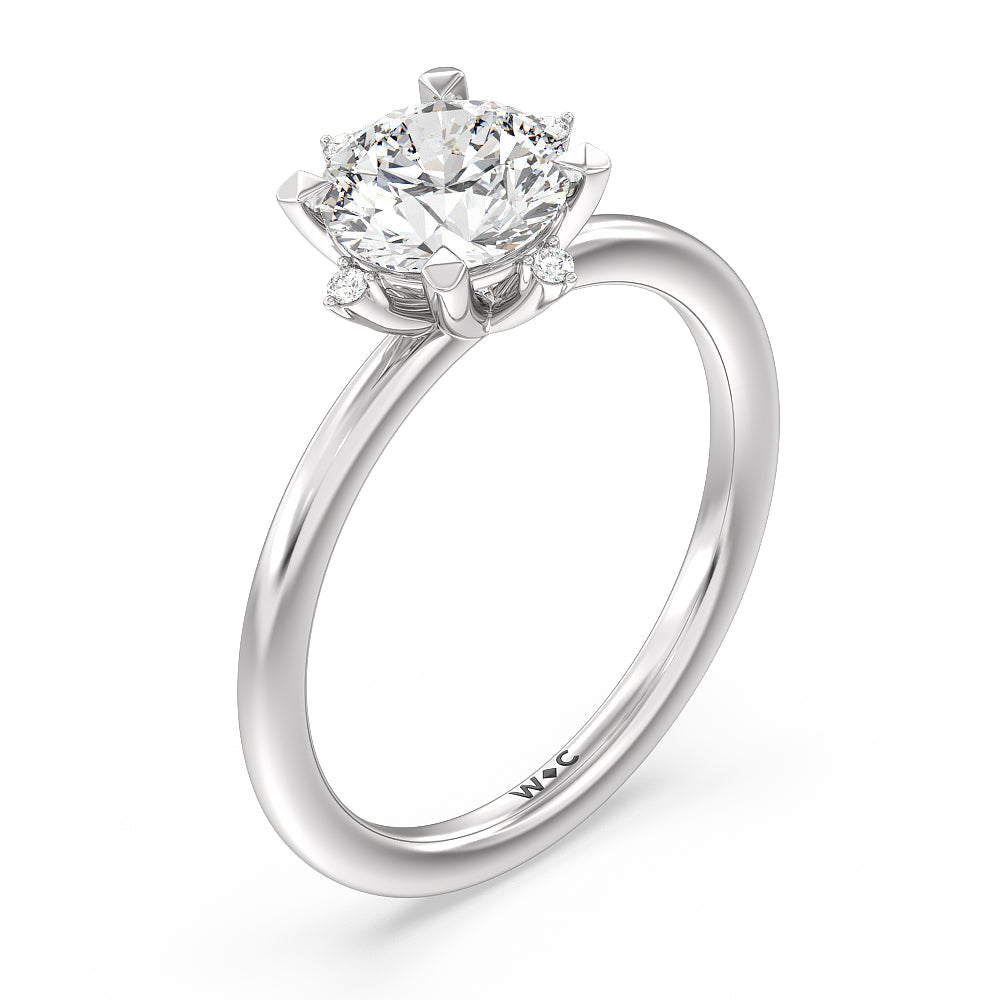 Round Cut Star Halo Solitaire Engagement Ring with Lab Grown Diamond in 14KT Platinum view 3
