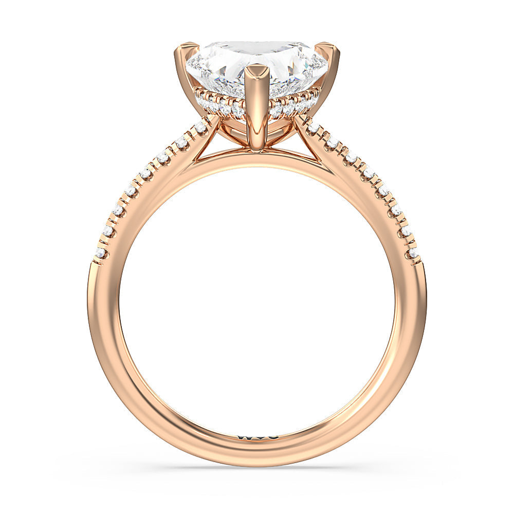 Heart & Soul Hidden Engagement Ring with Heart Cut Diamond in 14KT Rose Gold view 2
