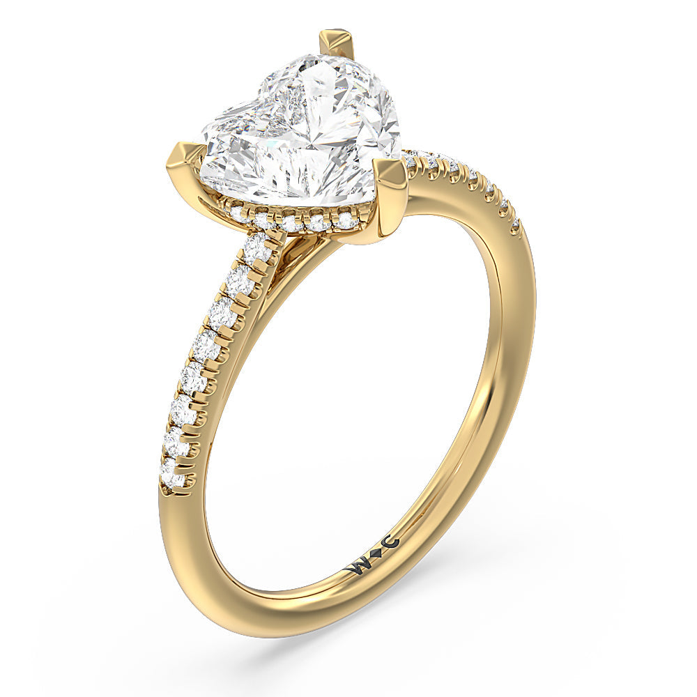 Heart & Soul Hidden Engagement Ring with Heart Cut Diamond in 14KT Yellow Gold view 3

