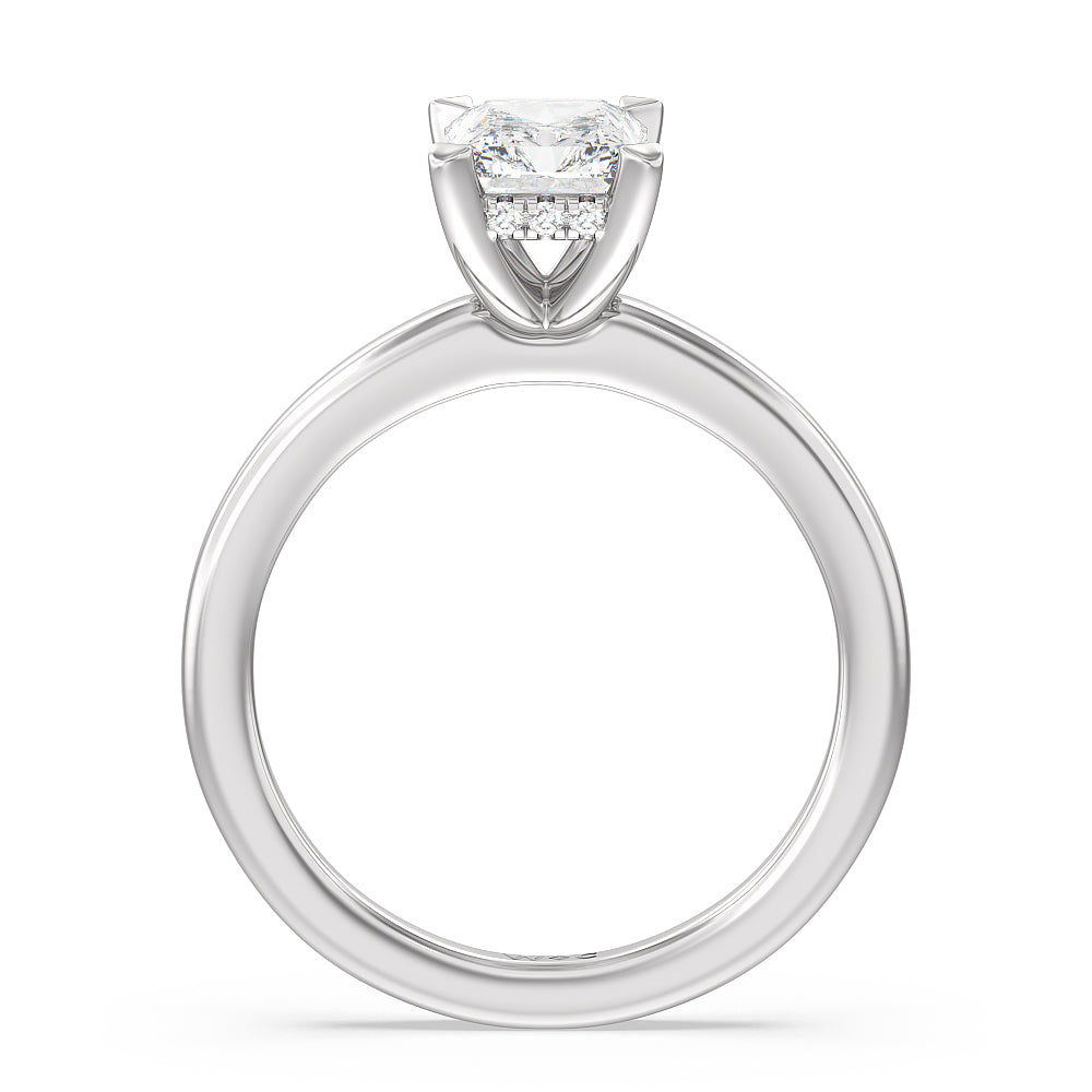 Solitaire Classic Hidden Halo Engagement Ring with Radiant Cut Diamond in 14KT Platinum view 2
