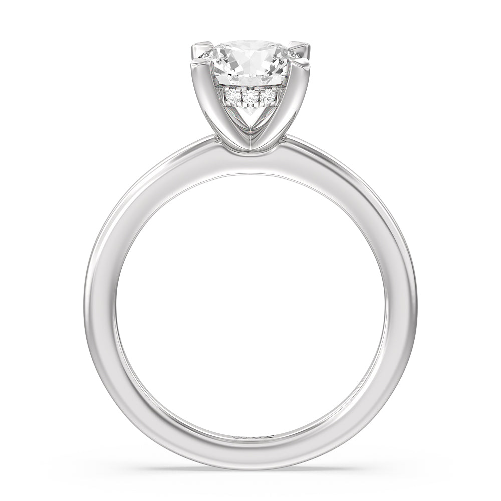 Solitaire Classic Hidden Halo Engagement Ring with Round Cut Diamond in 14KT Platinum view 2
