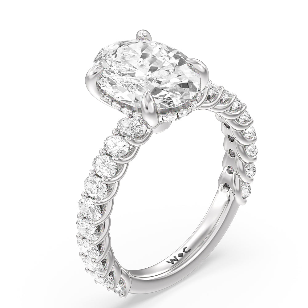 Oval Cut Hidden Halo Oval Side Stones Engagement Ring with Lab Grown Diamond in 14KT Platinum view 3
