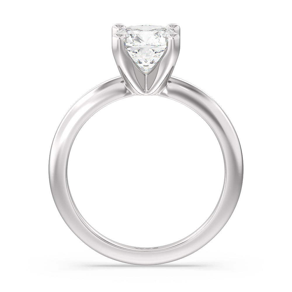Cushion Cut Medi Classic Four Prong Solitaire Diamond Engagement Ring with Lab Grown Diamond in 14KT Platinum view 2
