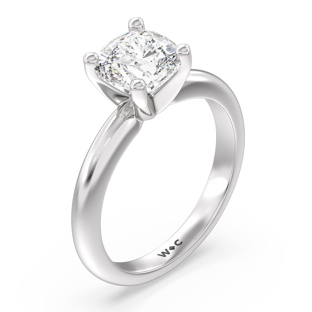 Cushion Cut Medi Classic Four Prong Solitaire Diamond Engagement Ring with Lab Grown Diamond in 14KT Platinum view 3
