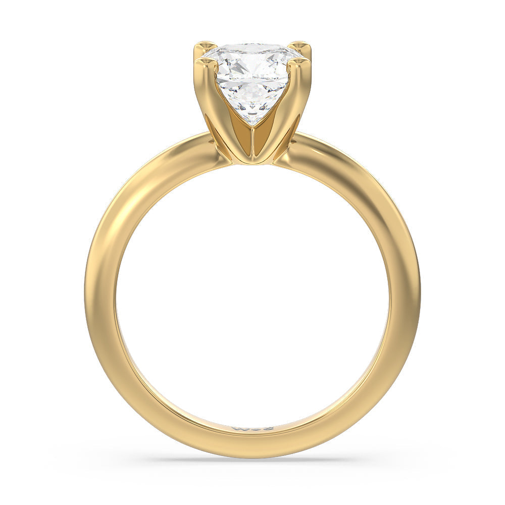 Cushion Cut Medi Classic Four Prong Solitaire Diamond Engagement Ring with Lab Grown Diamond in 14KT Yellow Gold view 2
