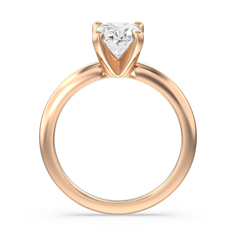 Oval Cut Medi Classic Four Prong Solitaire Diamond Engagement Ring with Lab Grown Diamond in 14KT Rose Gold view 2
