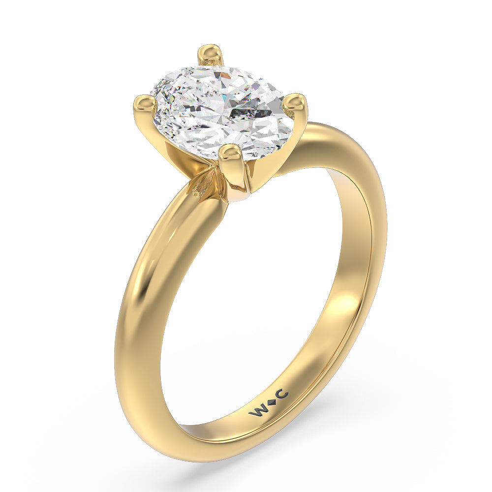 Oval Cut Medi Classic Four Prong Solitaire Diamond Engagement Ring with Lab Grown Diamond in 14KT Yellow Gold view 3
