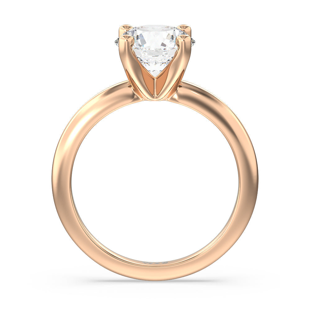 Round Cut Medi Classic Four Prong Solitaire Diamond Engagement Ring with Lab Grown Diamond in 14KT Rose Gold view 2
