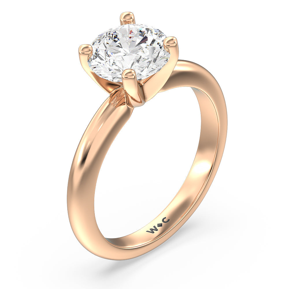 Medi Classic Four Prong Solitaire Diamond Engagement Ring with Round Cut Diamond in 14KT Rose Gold view 3
