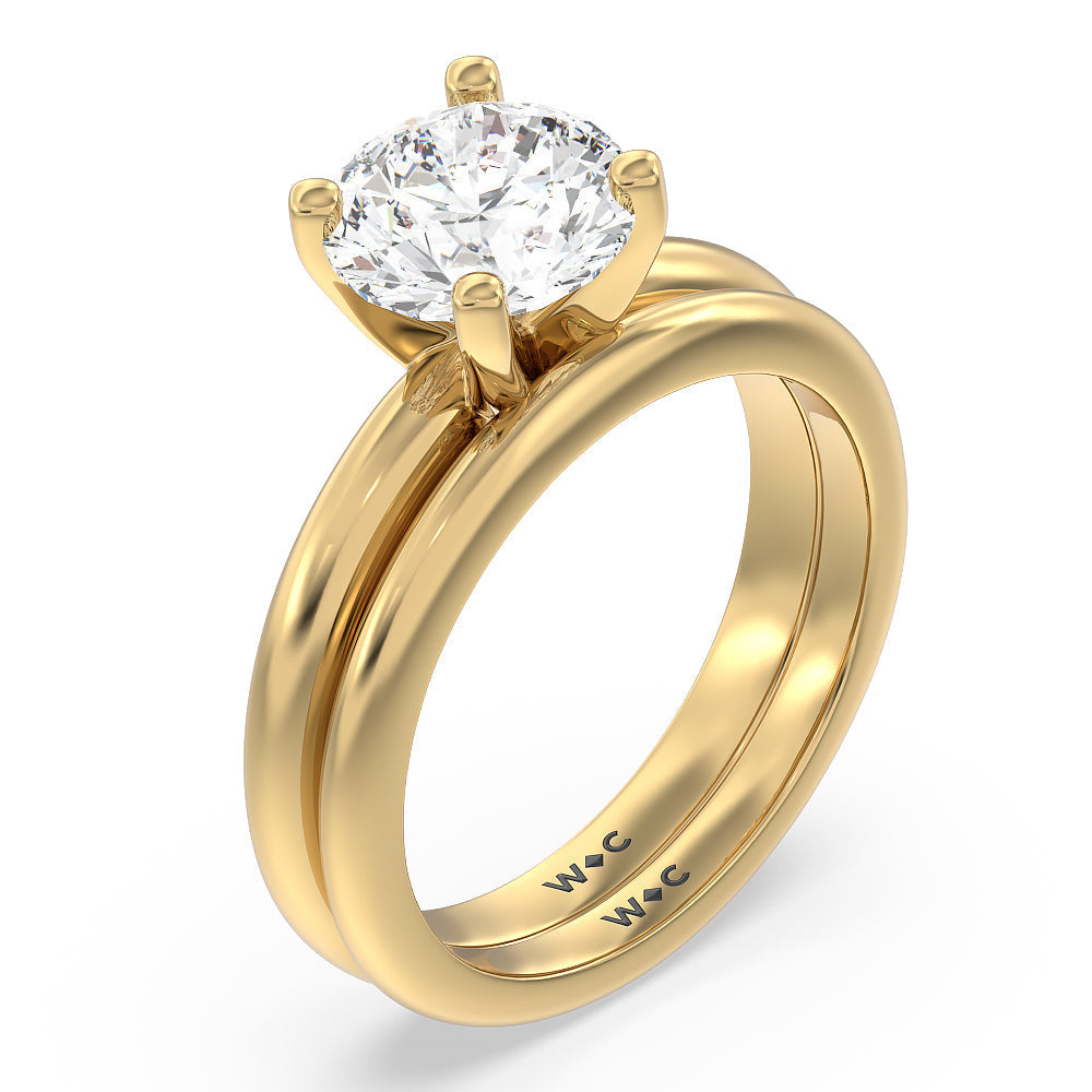 Medi Classic Four Prong Solitaire Diamond Engagement Ring with Round Cut Diamond in 14KT Yellow Gold view 4
