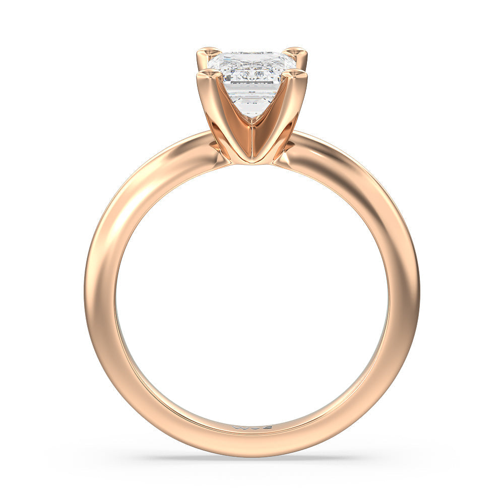 Emerald Cut Maxi Classic Four Prong Solitaire Diamond Engagement Ring with Lab Grown Diamond in 14KT Rose Gold view 2
