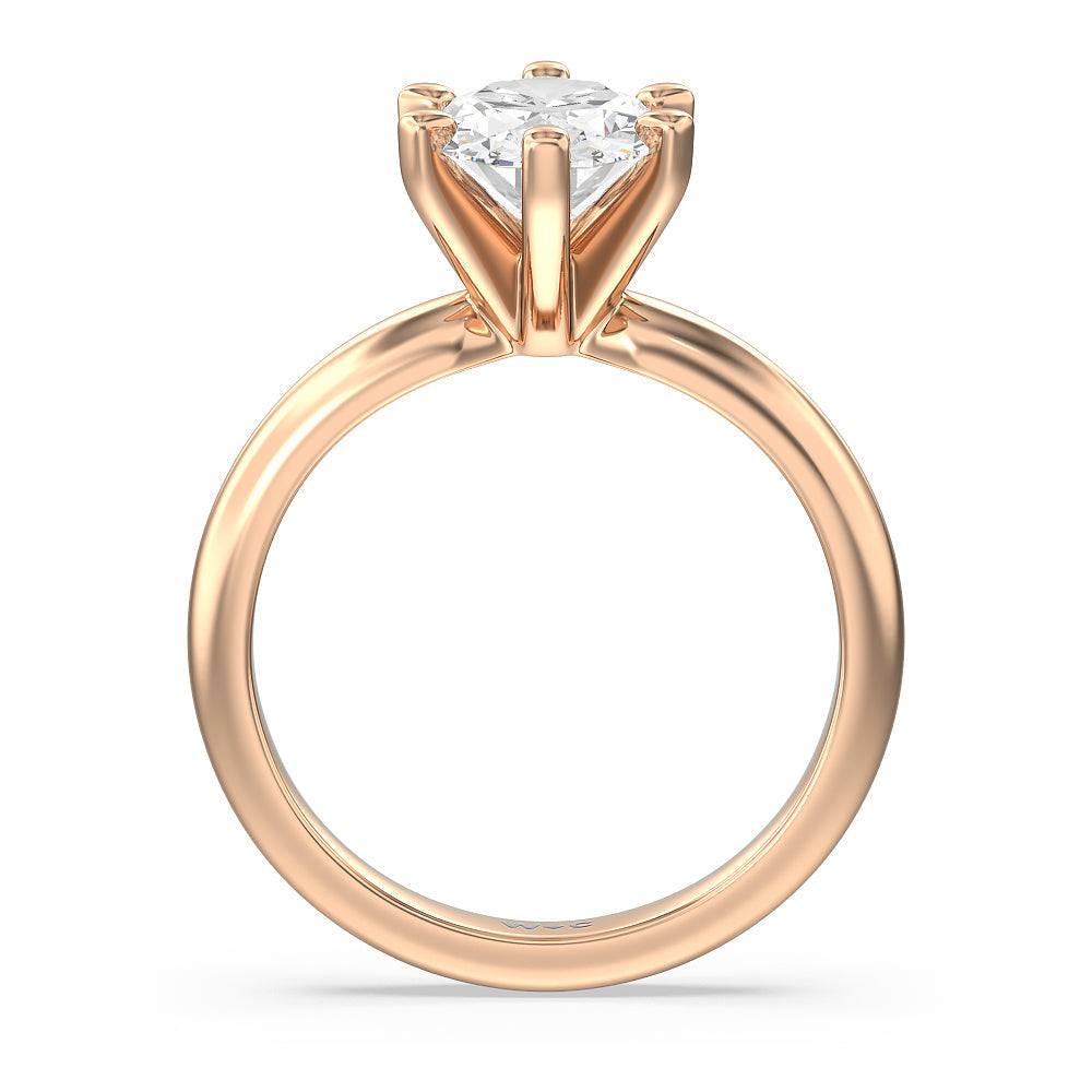 Oval Cut Maxi Classic Six Prong Solitaire Diamond Engagement Ring with Lab Grown Diamond in 14KT Rose Gold view 2
