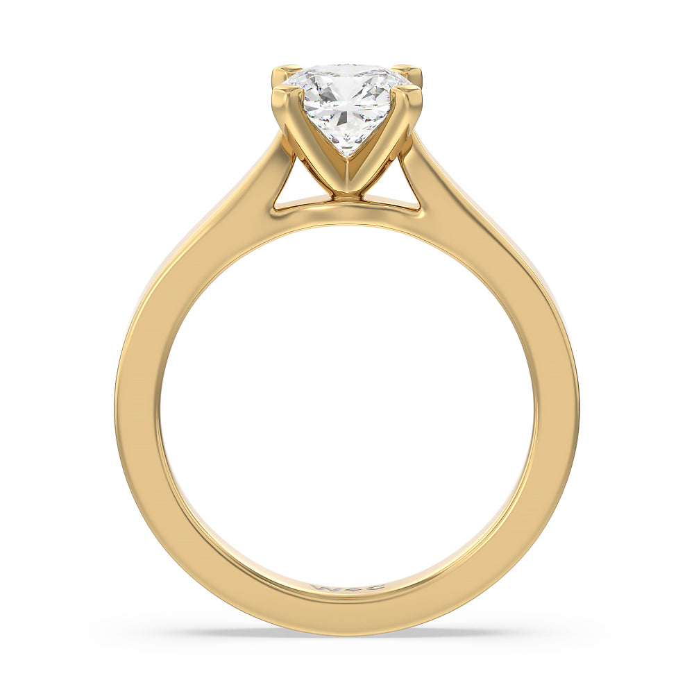 Maxi Sleek Cathedral Solitaire Engagement Ring with Cushion Cut Diamond in 14KT Yellow Gold view 2
