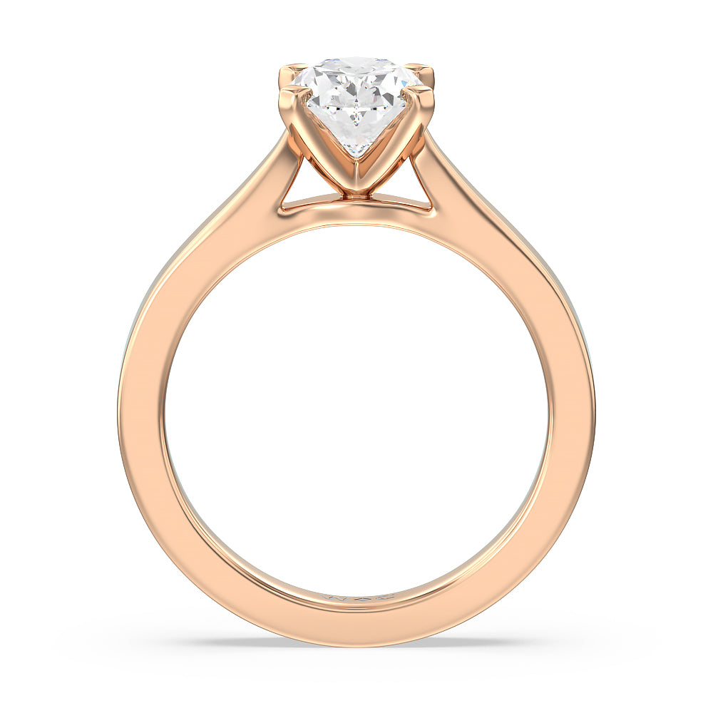 Maxi Sleek Cathedral Solitaire Engagement Ring with Oval Cut Diamond in 14KT Rose Gold view 2
