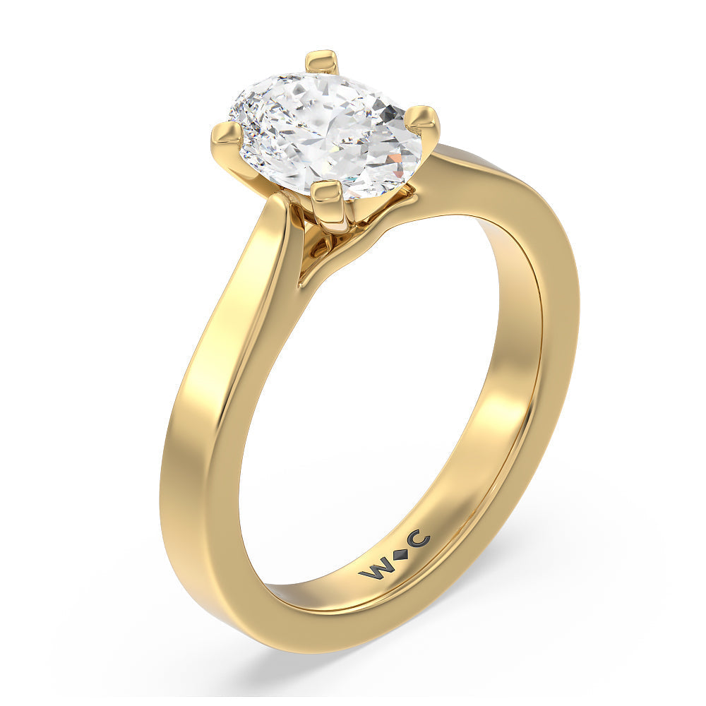 Maxi Sleek Cathedral Solitaire Engagement Ring with Oval Cut Diamond in 14KT Yellow Gold view 3
