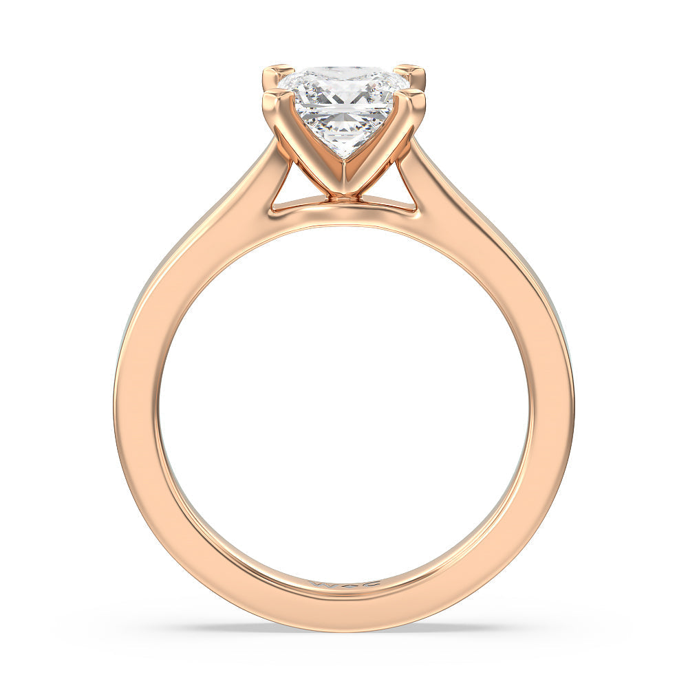 Maxi Sleek Cathedral Solitaire Engagement Ring with Princess Cut Diamond in 14KT Rose Gold view 2
