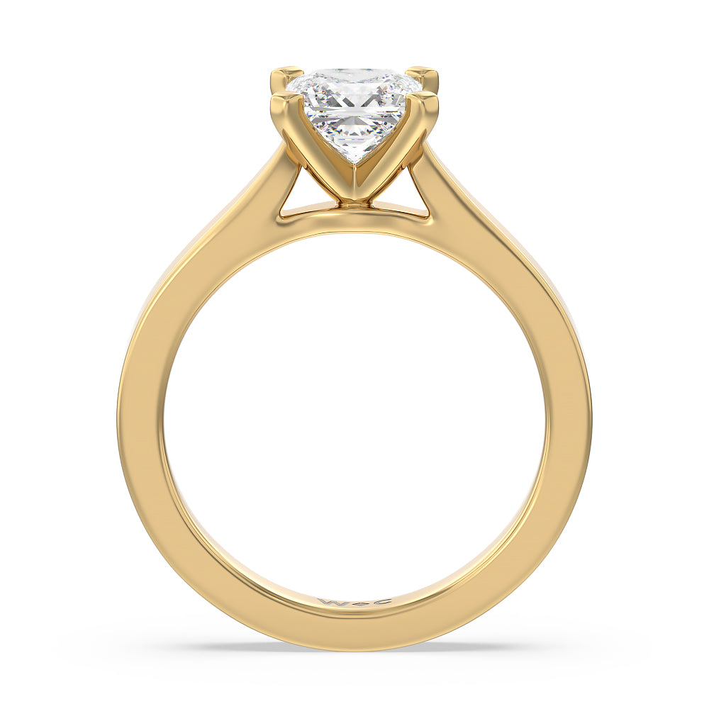 Maxi Sleek Cathedral Solitaire Engagement Ring with Princess Cut Diamond in 14KT Yellow Gold view 2
