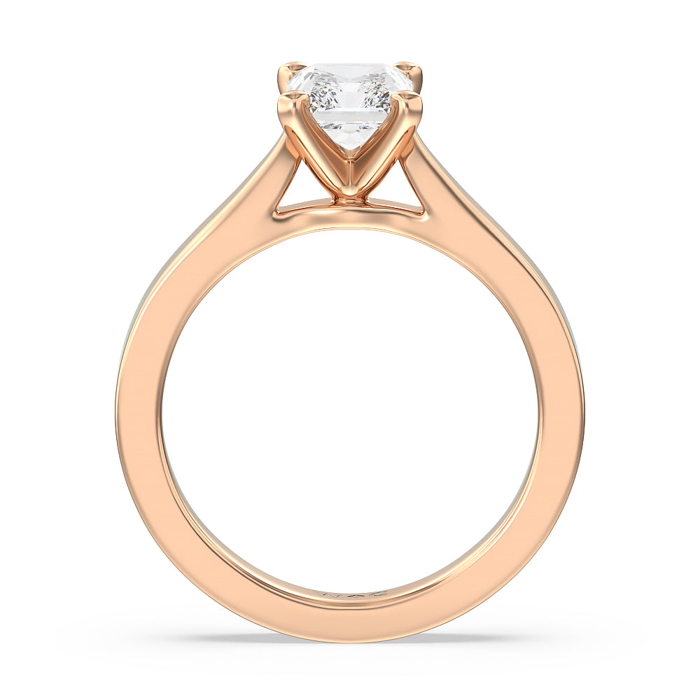 Maxi Sleek Cathedral Solitaire Engagement Ring with Radiant Cut Diamond in 14KT Rose Gold view 2

