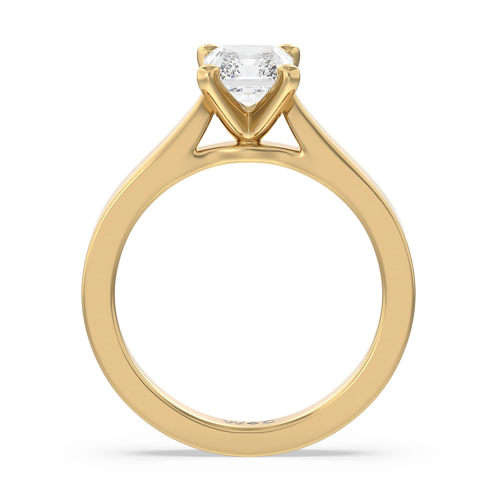 Maxi Sleek Cathedral Solitaire Engagement Ring with Radiant Cut Diamond in 14KT Yellow Gold view 2
