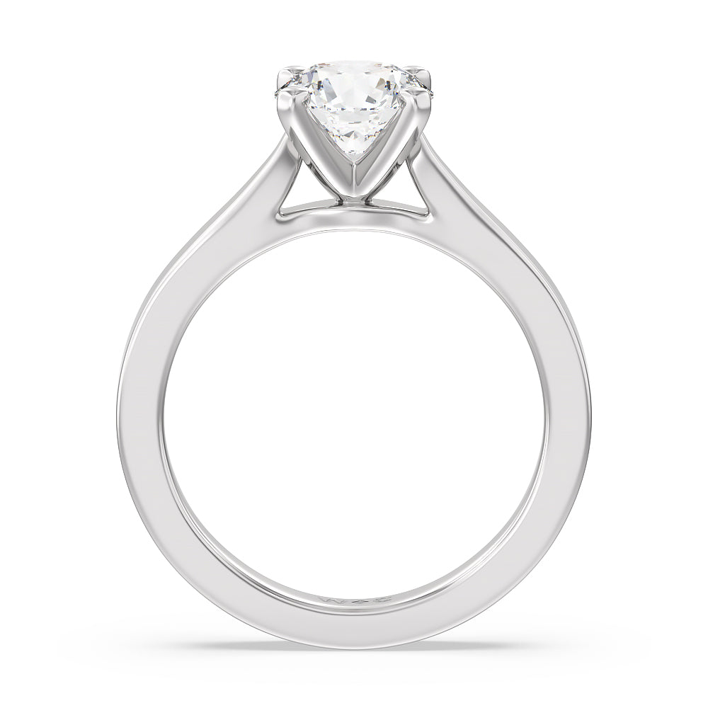 Maxi Sleek Cathedral Solitaire Engagement Ring with Round Cut Diamond in 14KT Platinum view 2
