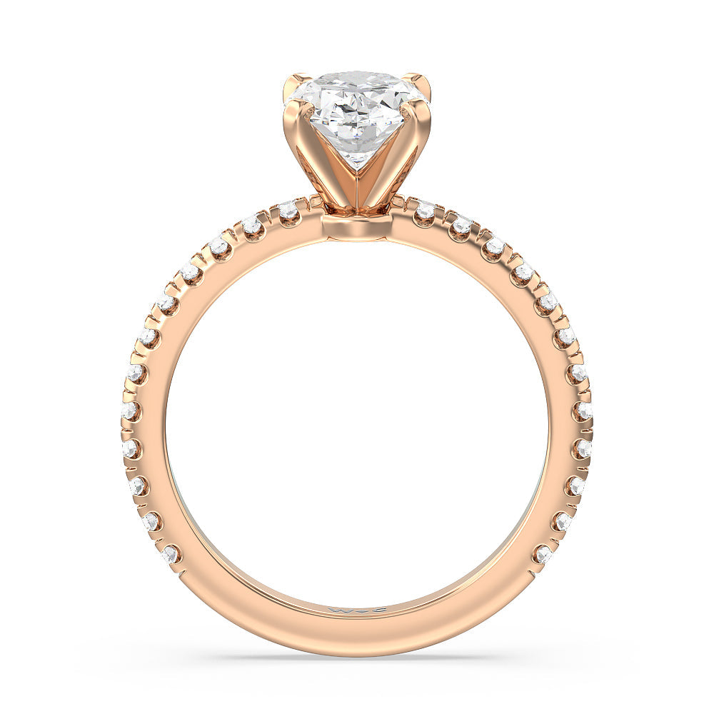 Ara Medi Micro Pave Diamond Engagement Ring with Oval Cut Diamond in 14KT Rose Gold view 2
