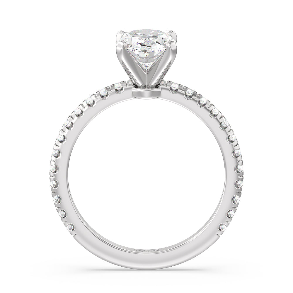Ara Medi Micro Pave Diamond Engagement Ring with Oval Cut Diamond in 14KT Platinum view 2
