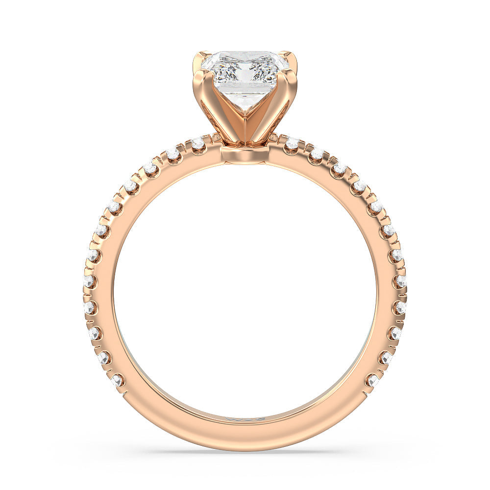 Ara Medi Micro Pave Diamond Engagement Ring with Radiant Cut Diamond in 14KT Rose Gold view 2
