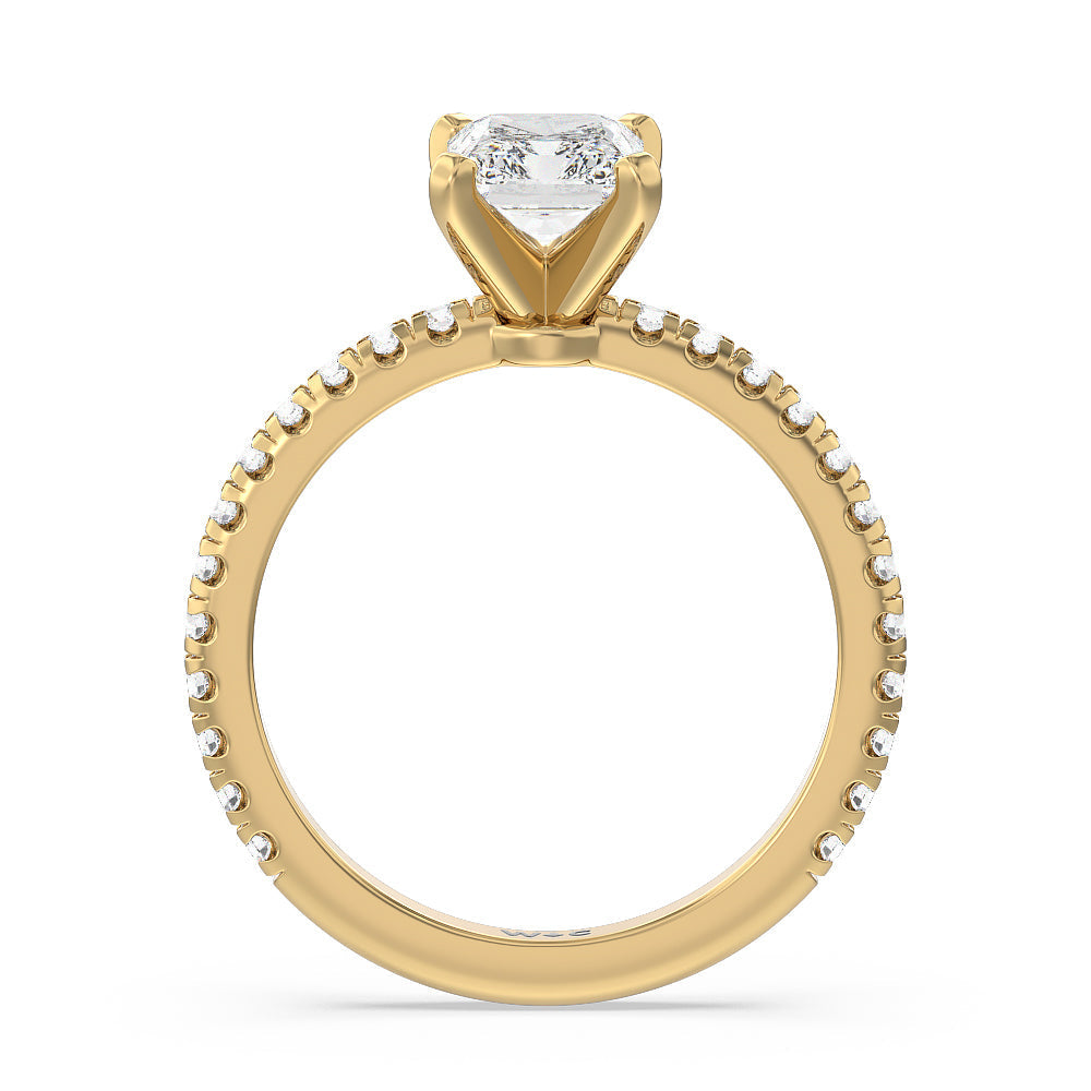 Ara Medi Micro Pave Diamond Engagement Ring with Radiant Cut Diamond in 14KT Yellow Gold view 2
