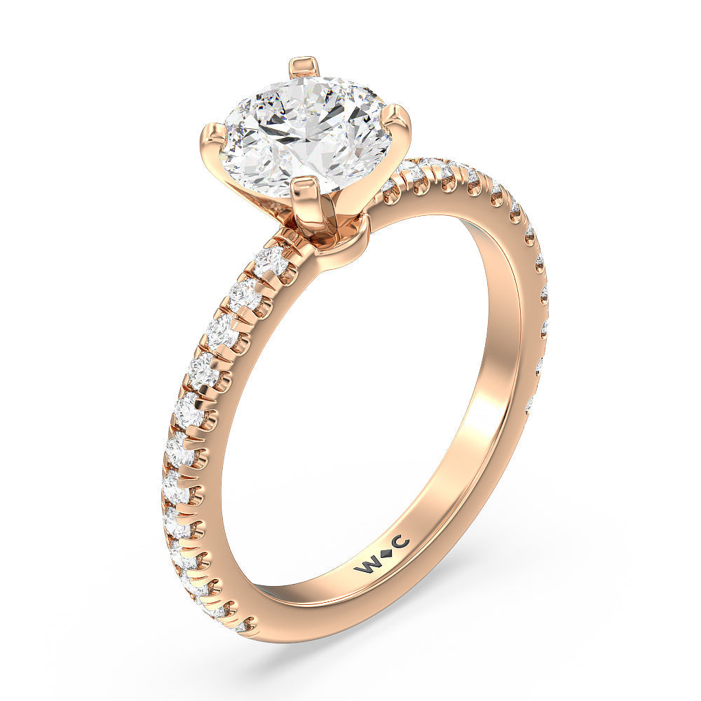 Ara Medi Micro Pave Diamond Engagement Ring with Round Cut Diamond in 14KT Rose Gold view 3
