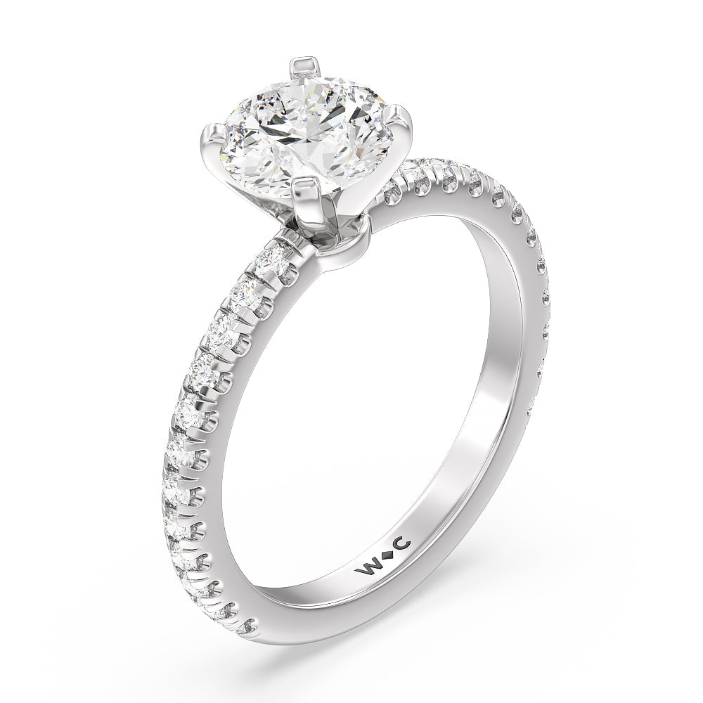 Ara Medi Micro Pave Diamond Engagement Ring with Round Cut Diamond in 14KT Platinum view 3
