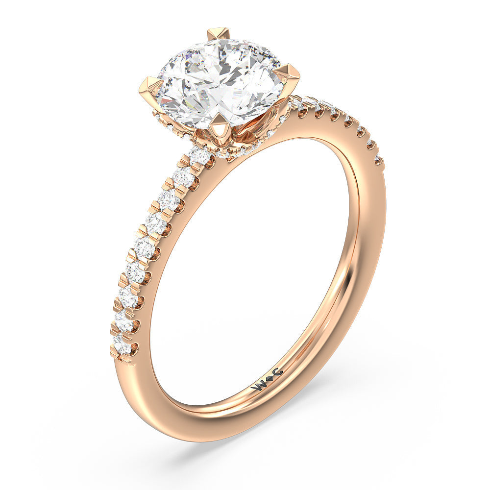 Vela Midi Hidden Halo Engagement Ring with Round Cut Diamond in 14KT Rose Gold view 3
