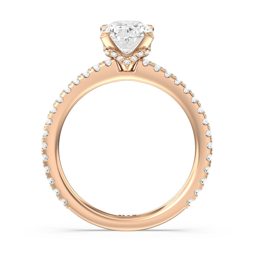 Oval Cut Ara Midi Hidden Halo Engagement Ring with Lab Grown Diamond in 14KT Rose Gold view 2
