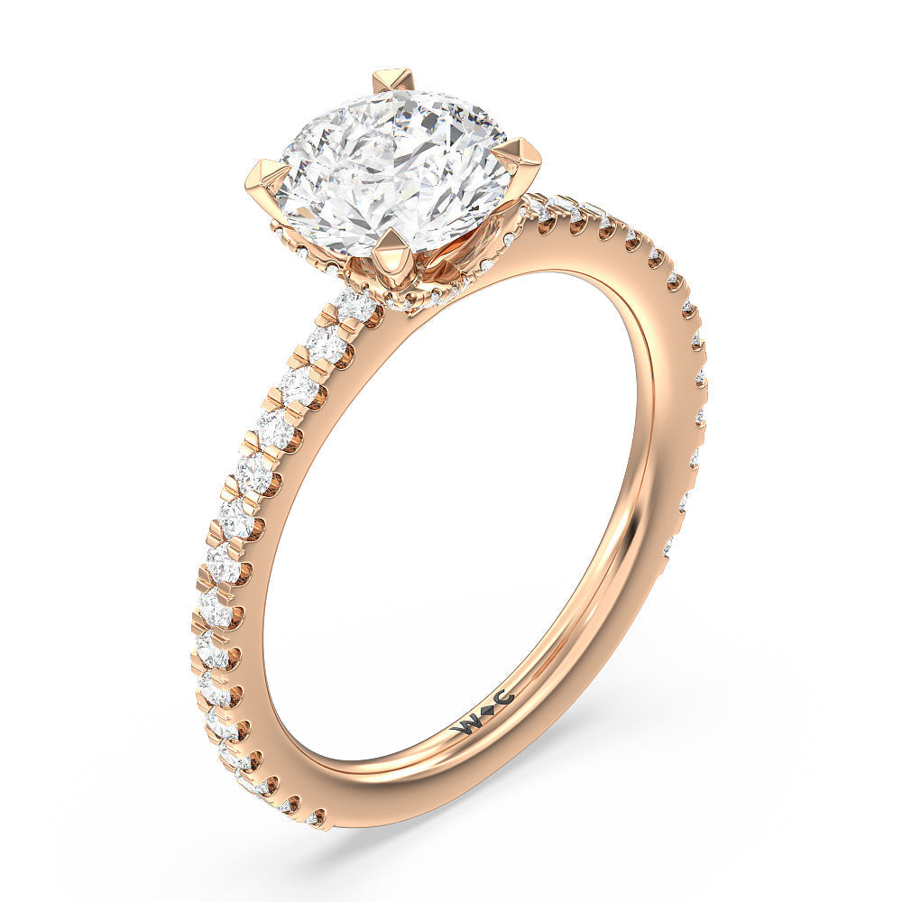 Round Cut Ara Midi Hidden Halo Engagement Ring with Lab Grown Diamond in 14KT Rose Gold view 3
