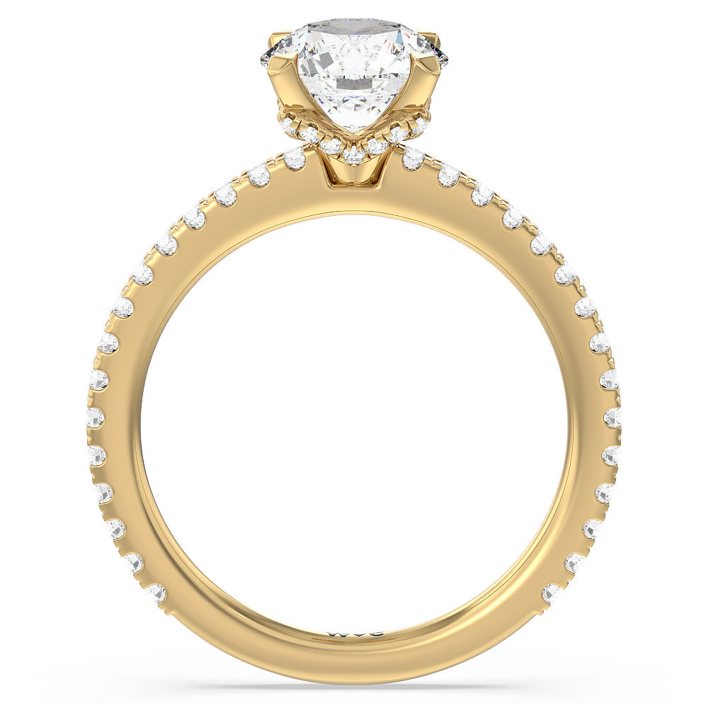Round Cut Ara Midi Hidden Halo Engagement Ring with Lab Grown Diamond in 14KT Yellow Gold view 2
