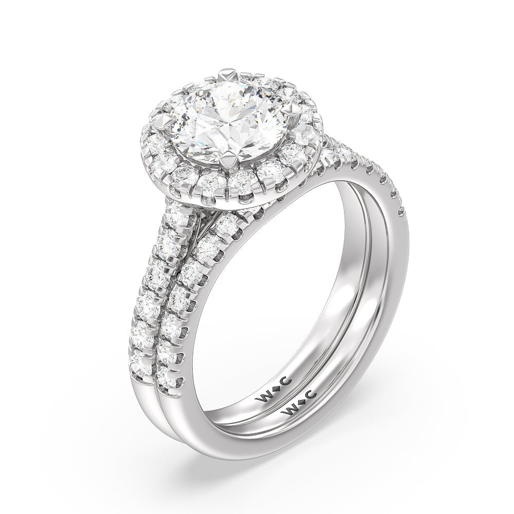 Halo Cathedral Studded Shank Floral Basket Engagement Ring with Cushion Cut Diamond in 14KT Platinum view 4
