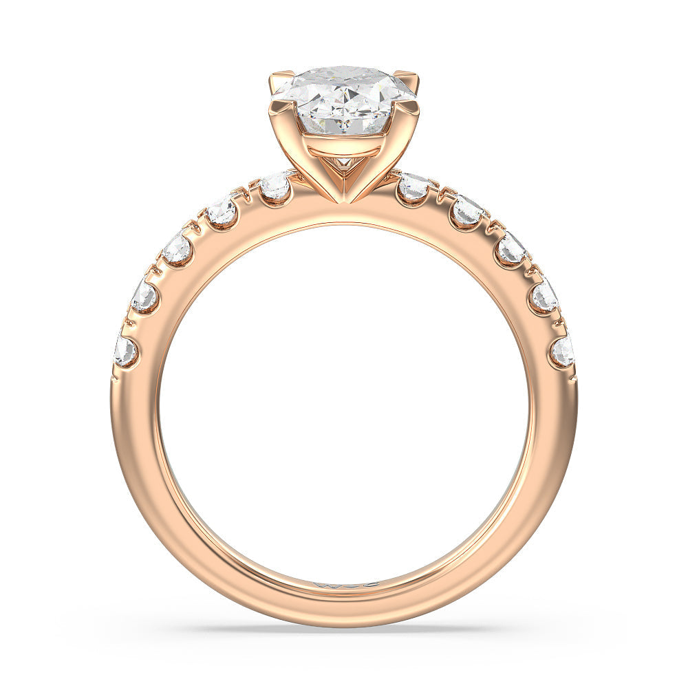 Oval Cut Luxe Classic Broad Band Engagement Ring with Lab Grown Diamond in 14KT Rose Gold view 2
