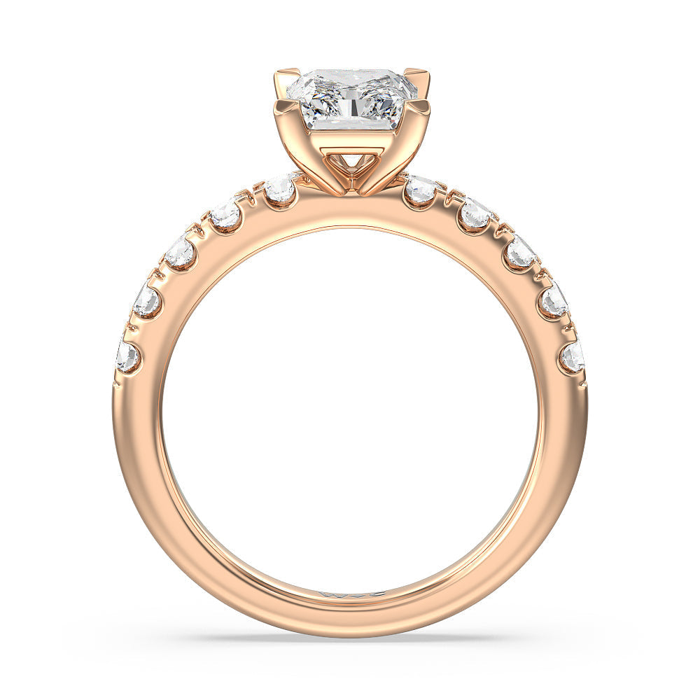 Radiant Cut Luxe Classic Broad Band Engagement Ring with Lab Grown Diamond in 14KT Rose Gold view 2
