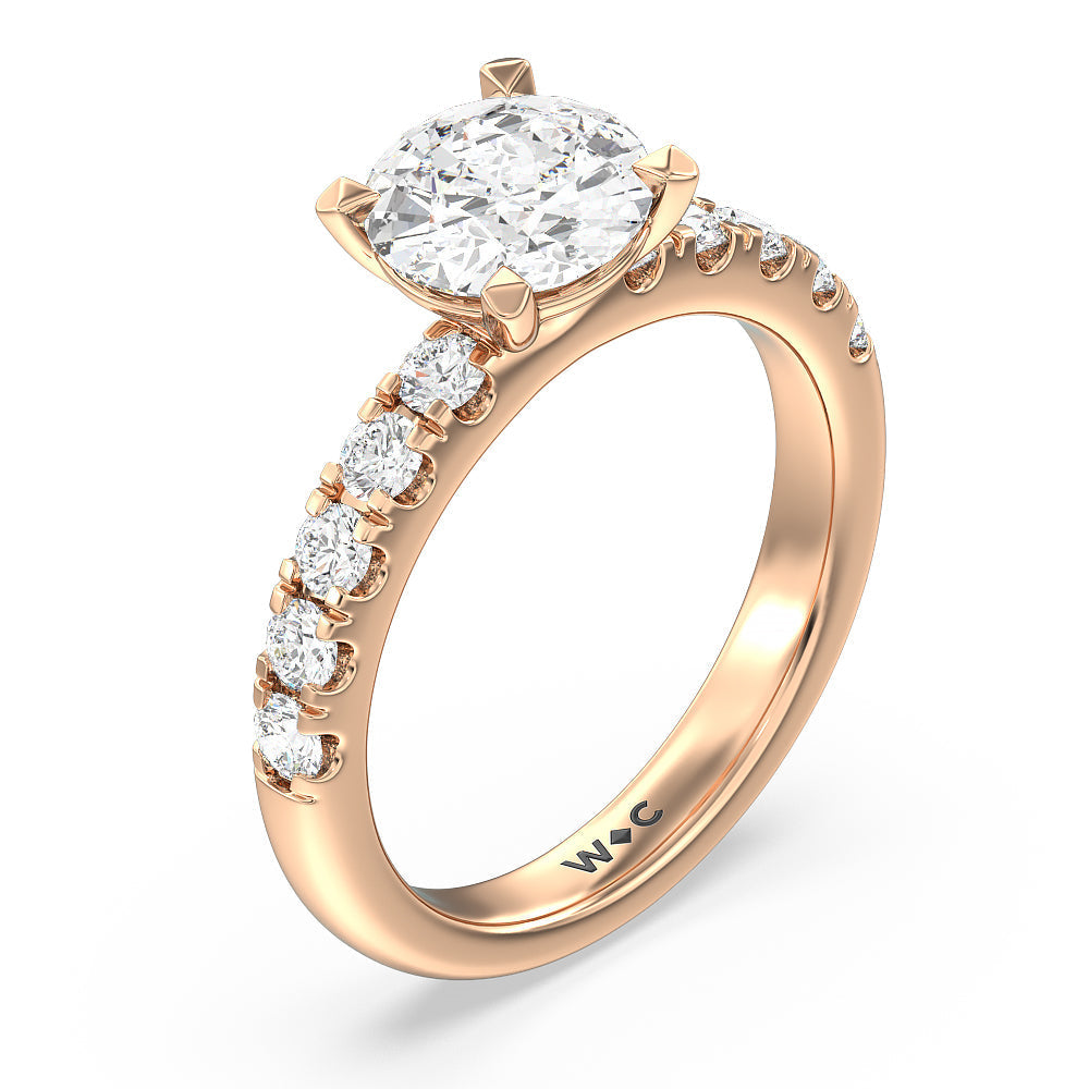 Round Cut Luxe Classic Broad Band Engagement Ring with Lab Grown Diamond in 14KT Rose Gold view 3
