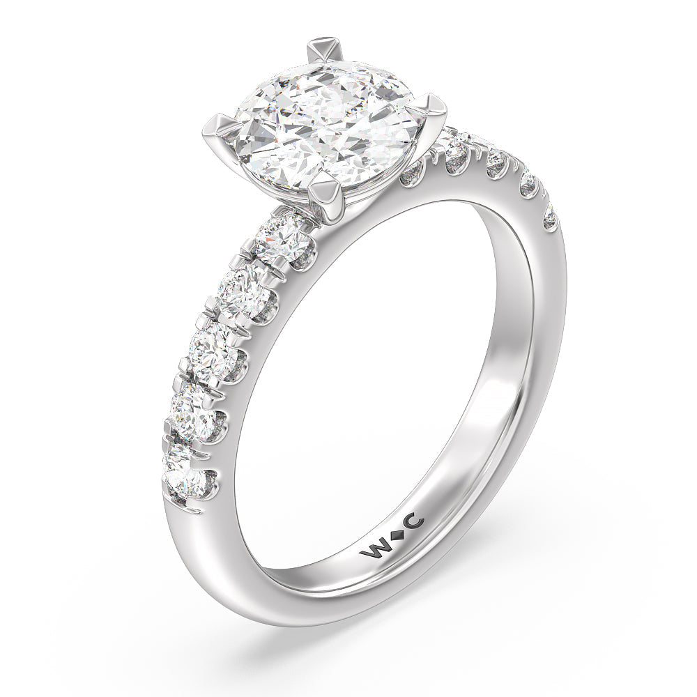Round Cut Luxe Classic Broad Band Engagement Ring with Lab Grown Diamond in 14KT Platinum view 3
