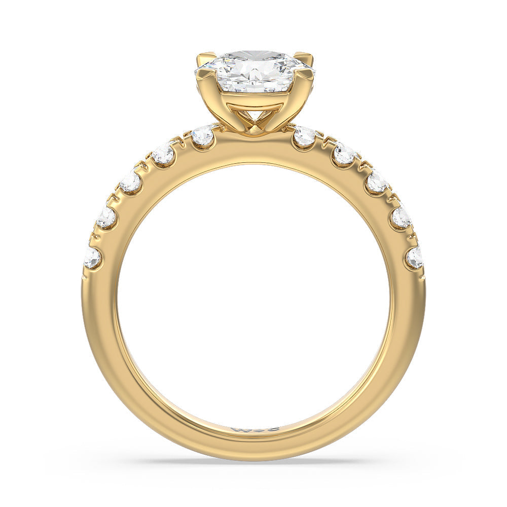 Round Cut Luxe Classic Broad Band Engagement Ring with Lab Grown Diamond in 14KT Yellow Gold view 2
