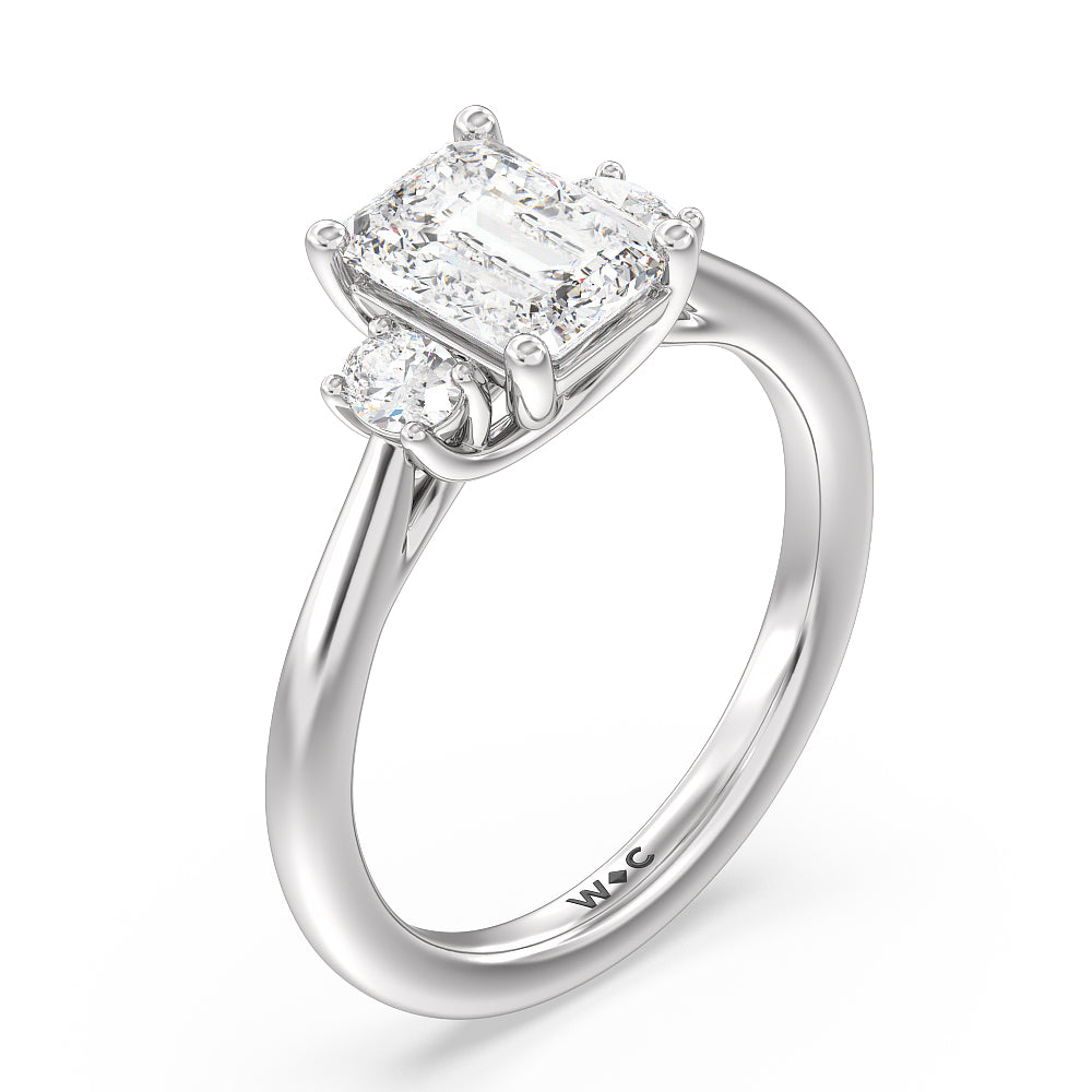 Emerald Cut Classic Oval Side Stone In Trellis Basket Engagement Ring (E+ VVS+) with Lab Grown Diamond in 14KT Platinum view 3
