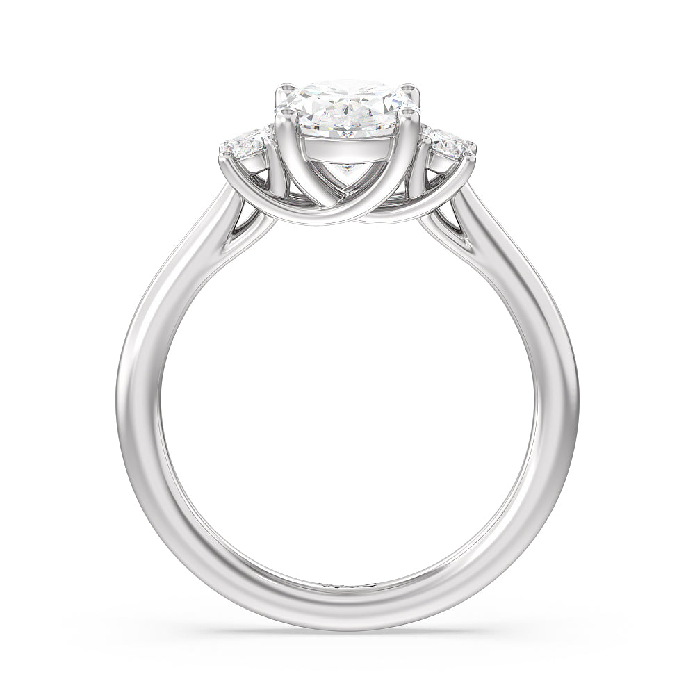 Oval Cut Classic Oval Side Stone In Trellis Basket Engagement Ring (E+ VVS+) with Lab Grown Diamond in 14KT Platinum view 2
