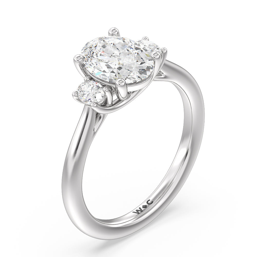 Oval Cut Classic Oval Side Stone In Trellis Basket Engagement Ring (E+ VVS+) with Lab Grown Diamond in 14KT Platinum view 3

