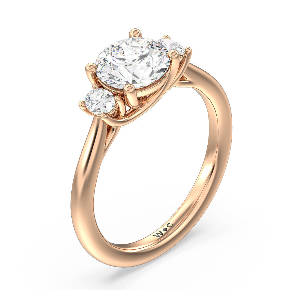 Round Cut Classic Oval Side Stone In Trellis Basket Engagement Ring (E+ VVS+) with Lab Grown Diamond in 14KT Rose Gold view 3
