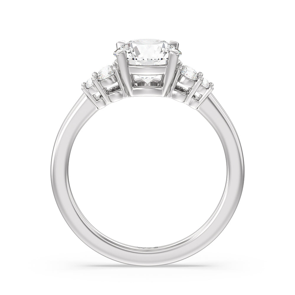 Tapering Side Diamond Accent Engagement Ring with Round Cut Diamond in 14KT Platinum view 2
