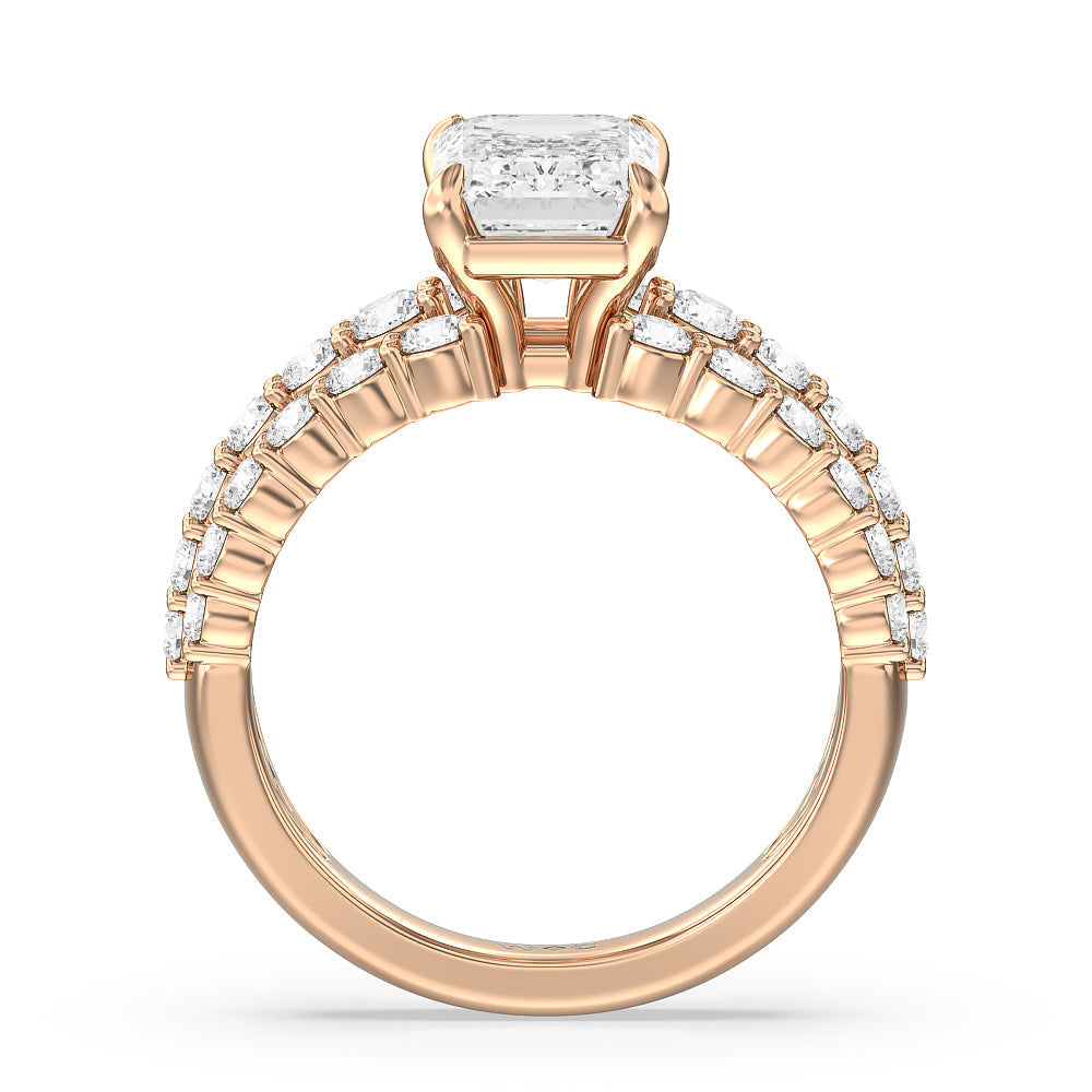 Emerald Cut The Park Avenue Ring with Lab Grown Diamond in 14KT Rose Gold view 4
