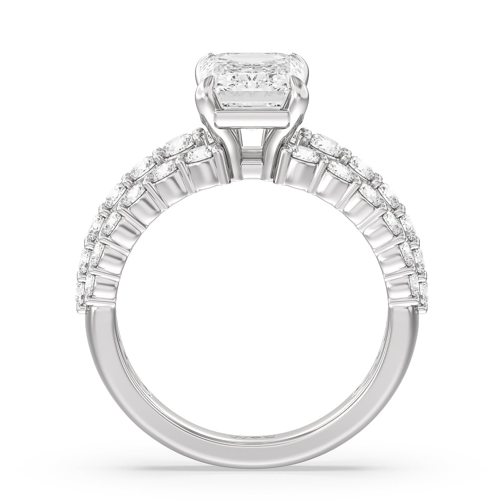 Emerald Cut The Park Avenue Ring with Lab Grown Diamond in 14KT Platinum view 4
